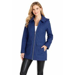 Kate Spade Hood Zip Pocket Blue Matte Raincoat Women’s Jacket MSRP $228 Sz S